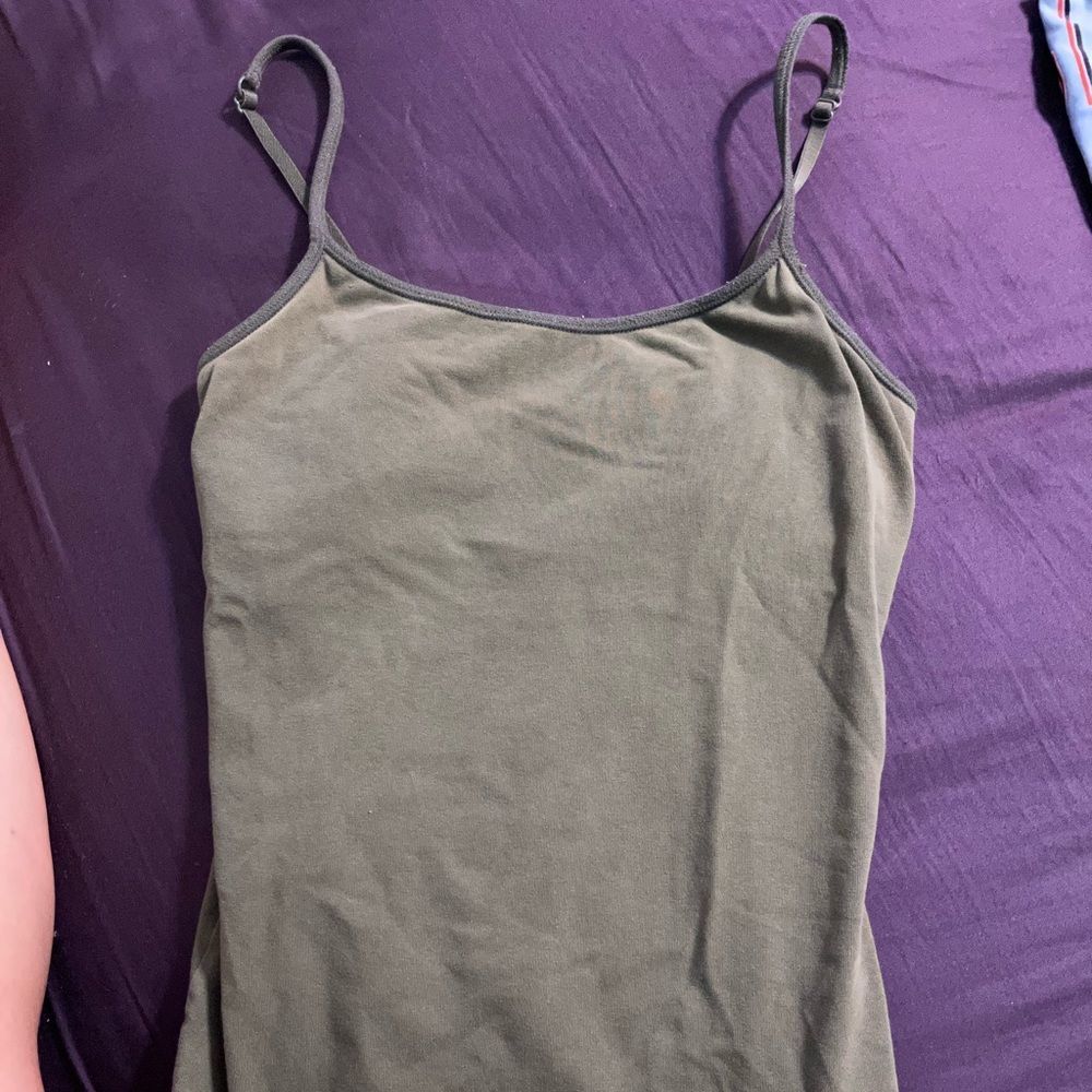 Olive green spaghetti strap tank top